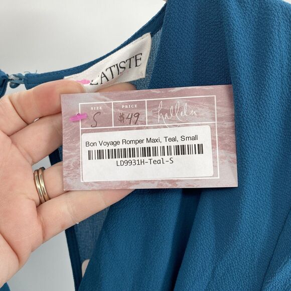 L'Atiste by Amy Romper Womens Small Maxi Dress Combo Teal Bon Voyage NEW - Picture 4 of 11